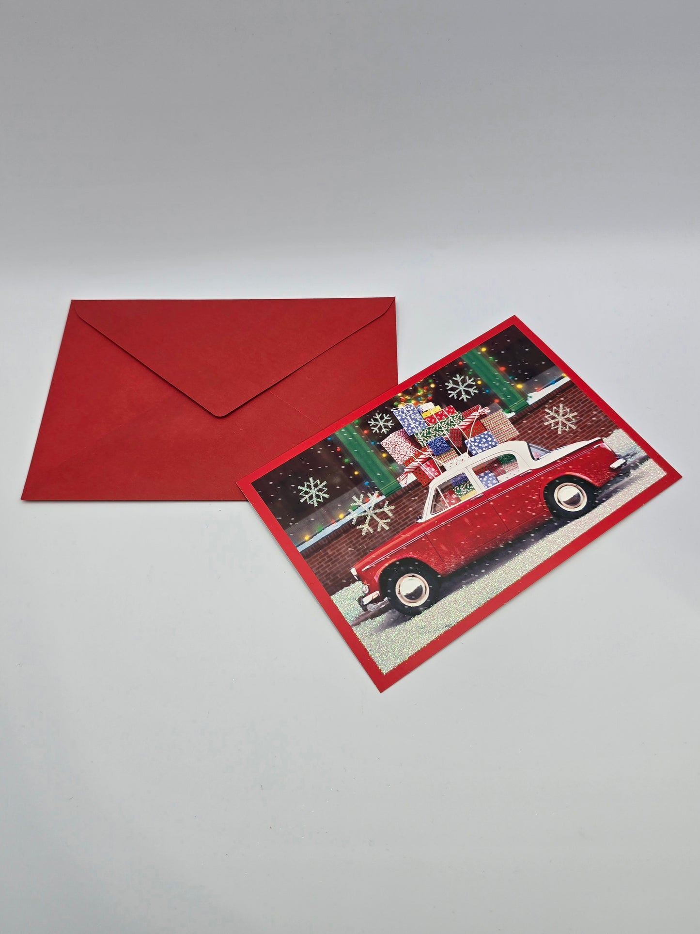 Vintage Hallmark Cares Glitter Christmas Holiday Cards Car (16 PCS) Box Is Open