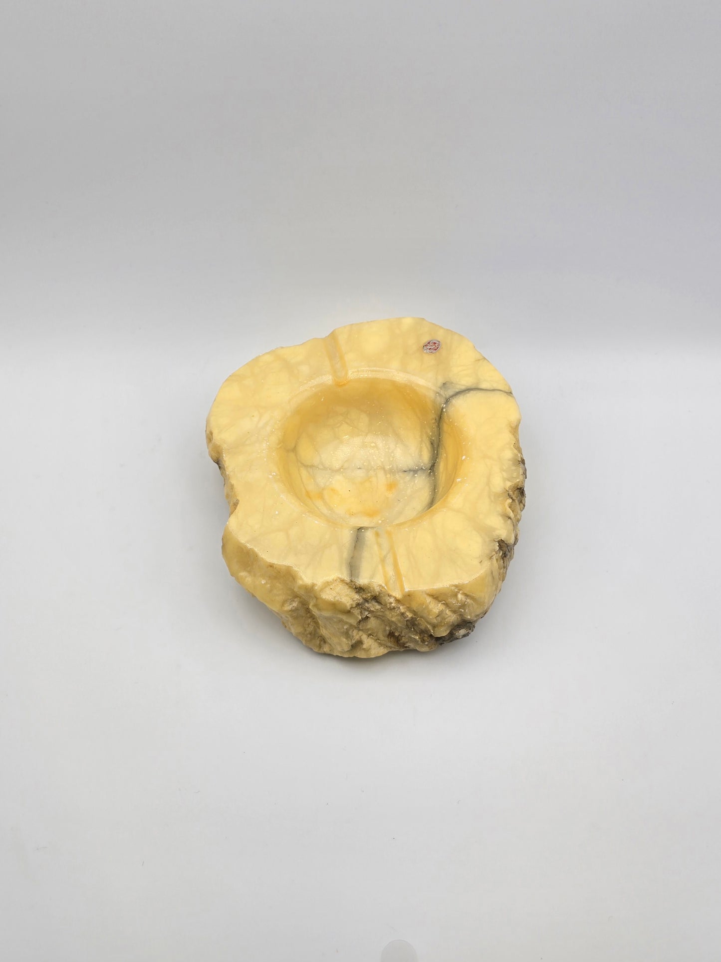 Vintage MCM Italian Alabaster Rustic Hand Carved Ashtray Stone Oval & Big Size