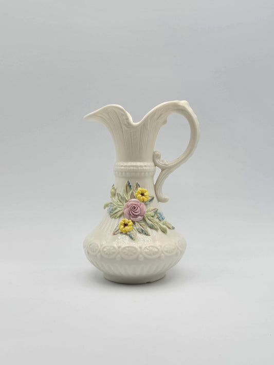 Vintage Belleek In Retrospect Aberdeen Floral Mantle Pitcher White Vase