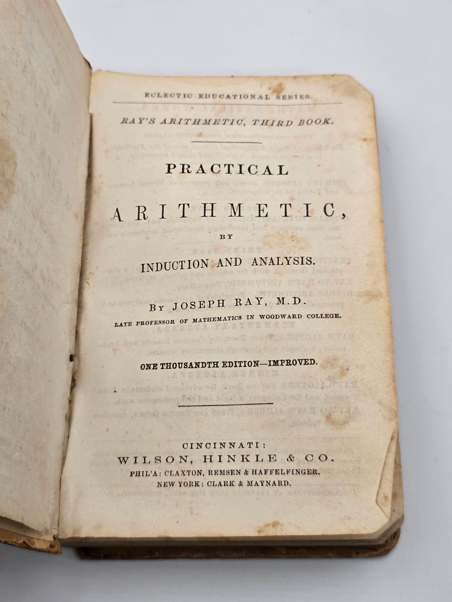 Antique School Book RAY'S Practical Arithmetic 1874 / 1000 Edition