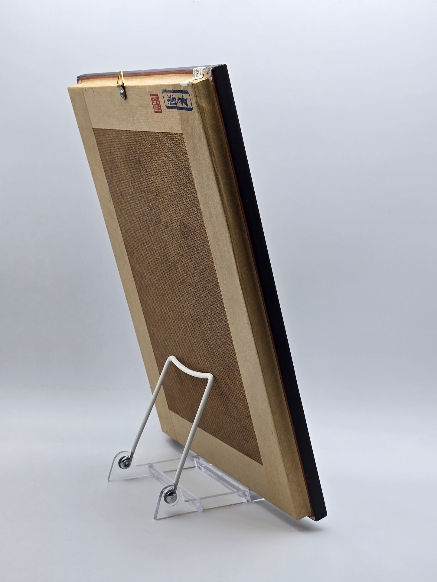 Vintage Framed Gold Buddha Sculpture Canvas, Asian Wall Art