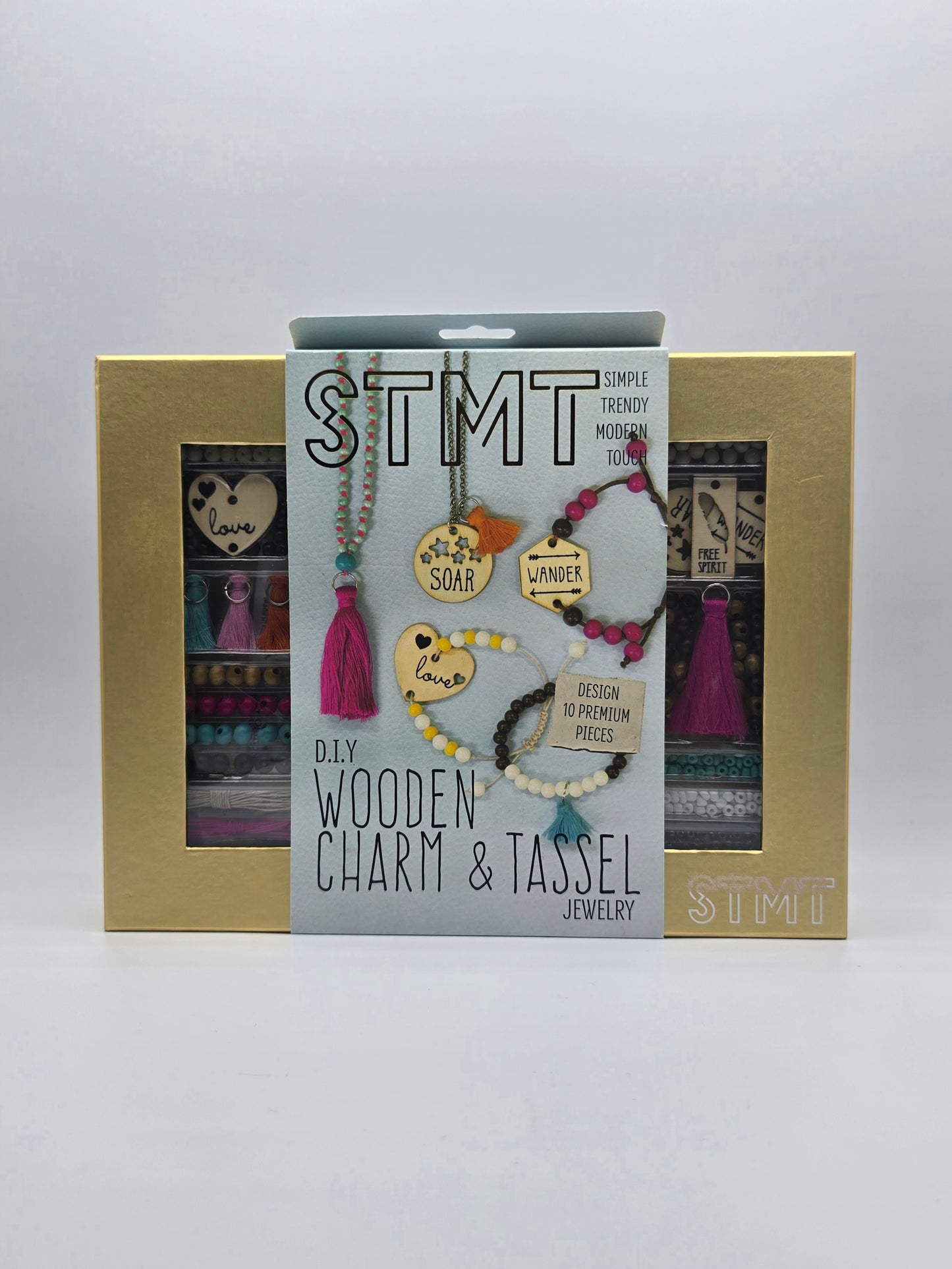 STMT DIY Wooden Charm & Tassel Jewelry Art & Craft 10P. Making Kit for Teens NIB.