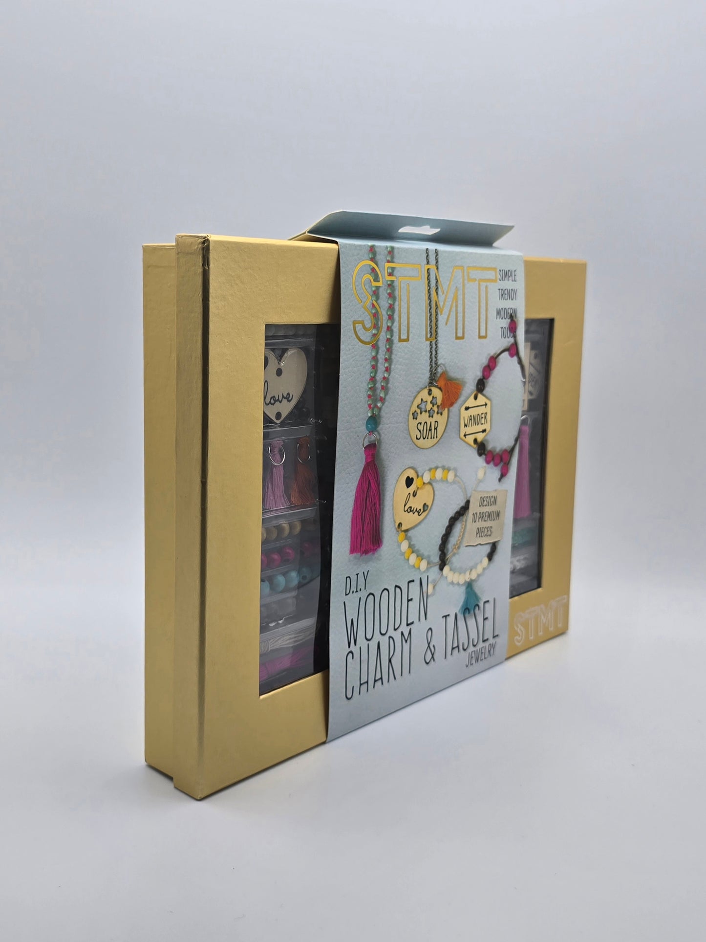 STMT DIY Wooden Charm & Tassel Jewelry Art & Craft 10P. Making Kit for Teens NIB.