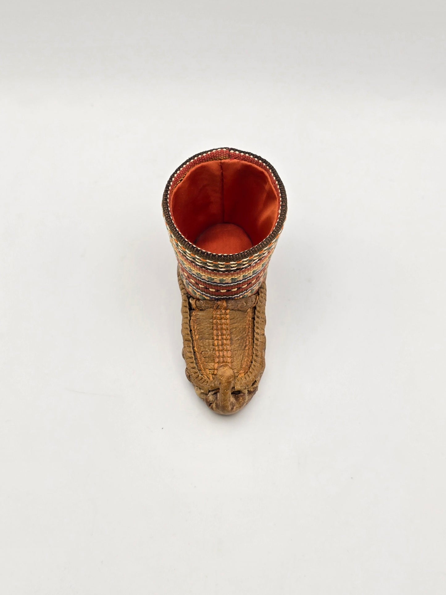 Vintage Mini Miniature Leather Opanak Peasant Shoe. Boot Moroccan Serbian Folk Art