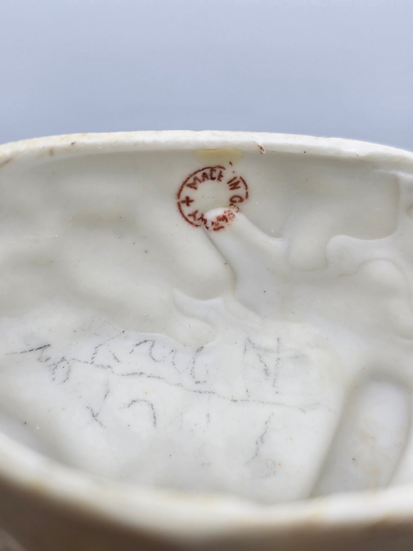 Vintage Gebruder Heubach Figurine. Young Boy Eating Fruit From His Bag.