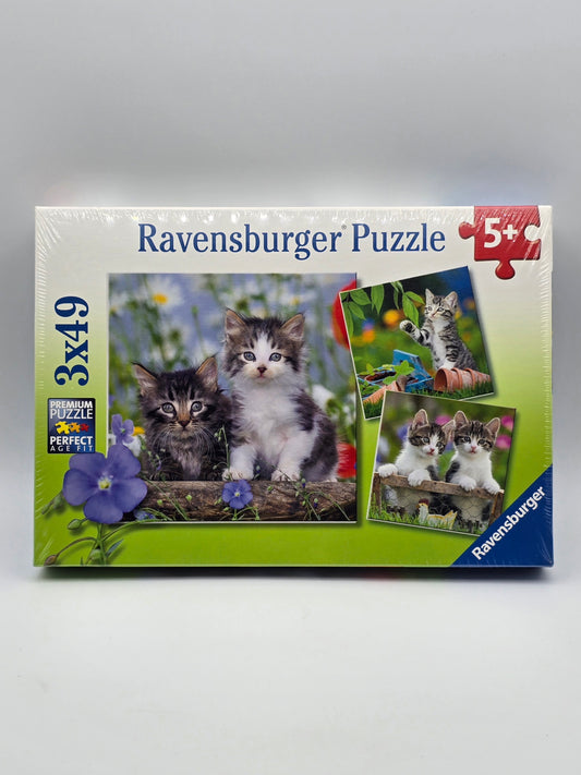 Ravensburger 3×49 Kitten Premium Puzzle # 08 0465 Made In Czech.