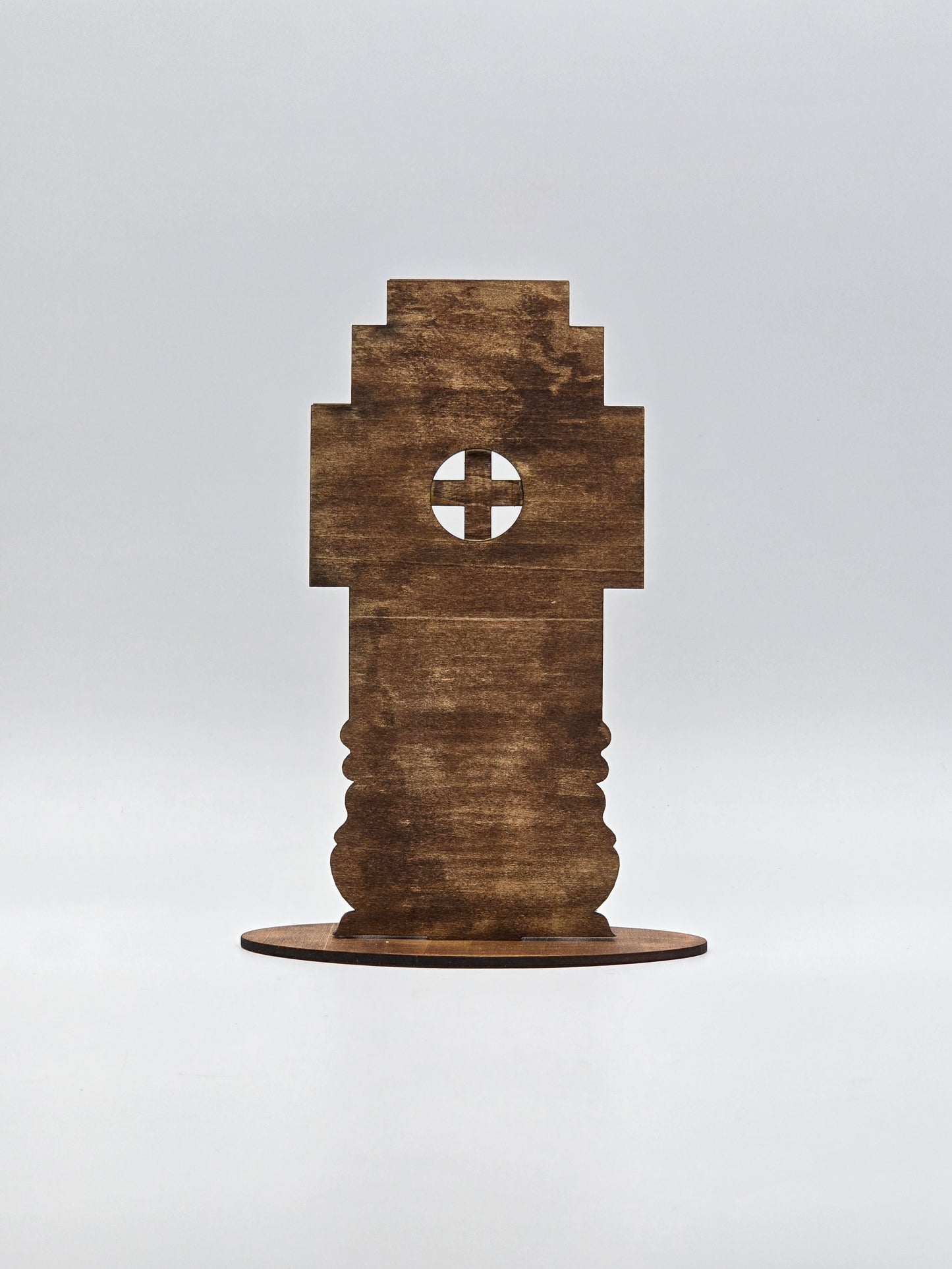 Handcrafted Armenian Wooden Khachkar Cross – Intricate Laser-Engraved Design