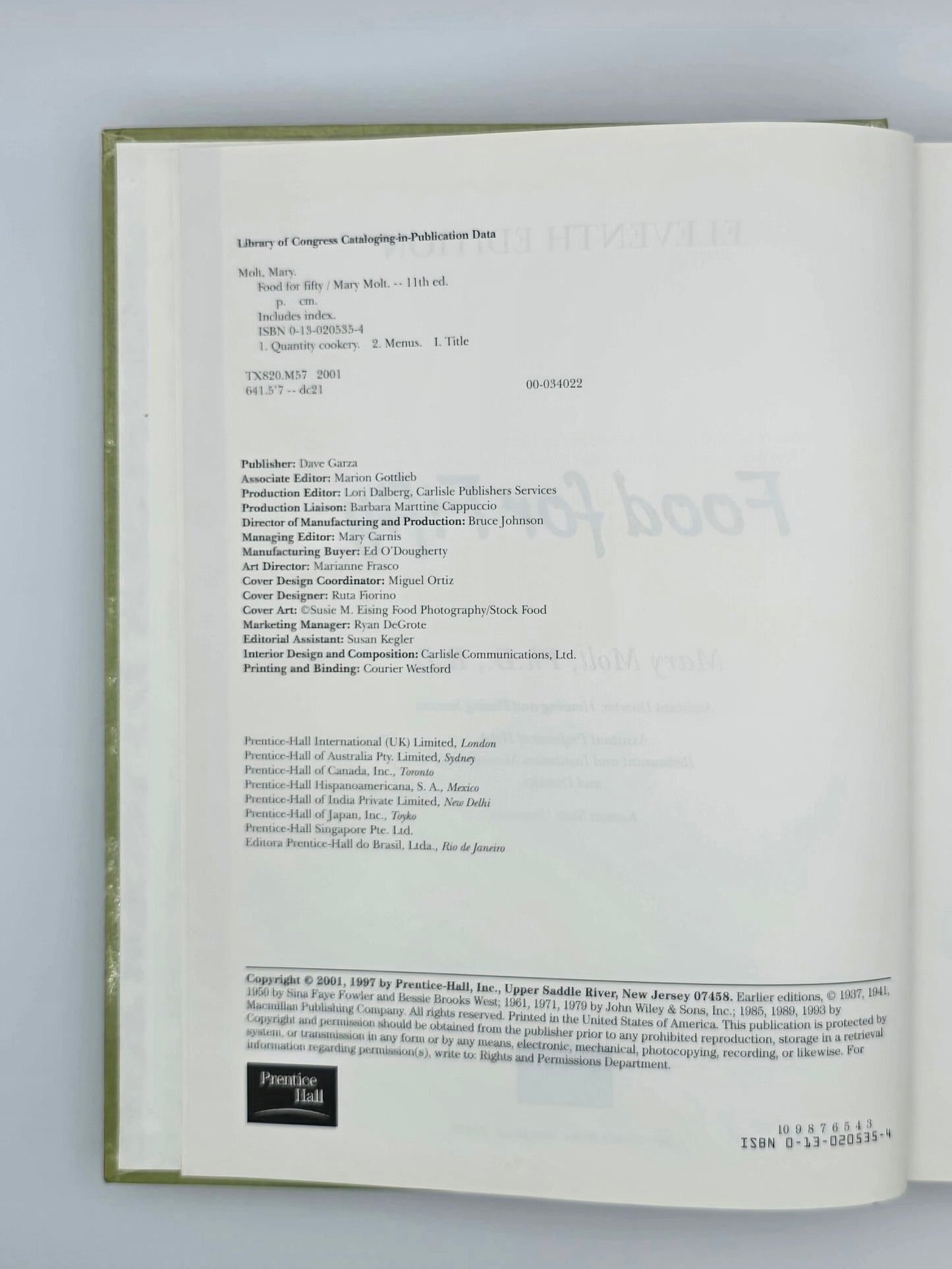 Food for Fifty by Mary K. Molt. Eleventh Edition, Vintage Hardcover Book.