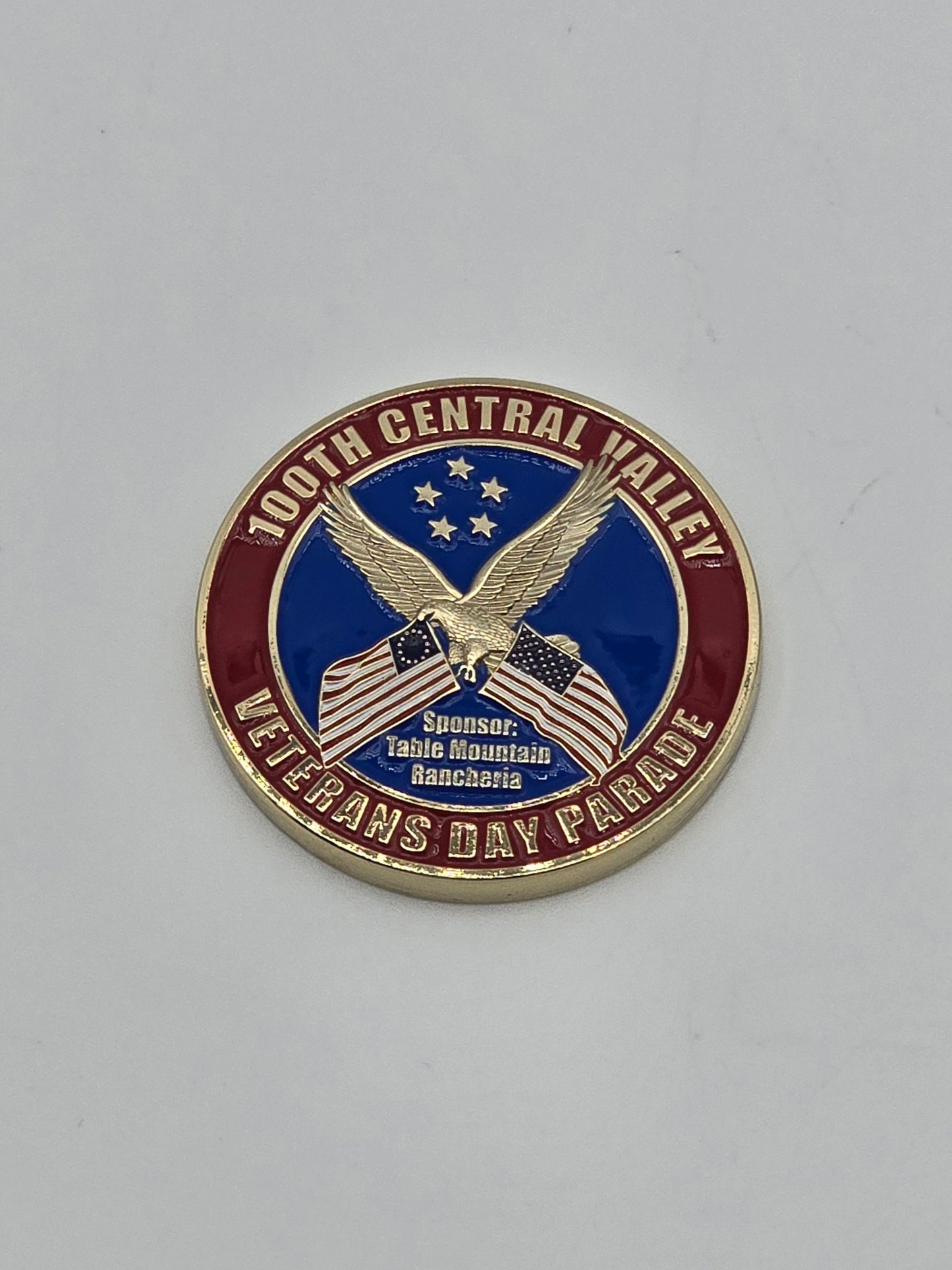 Coin is a commemorative related to the 100TH Central Valley Veteran Day Parade