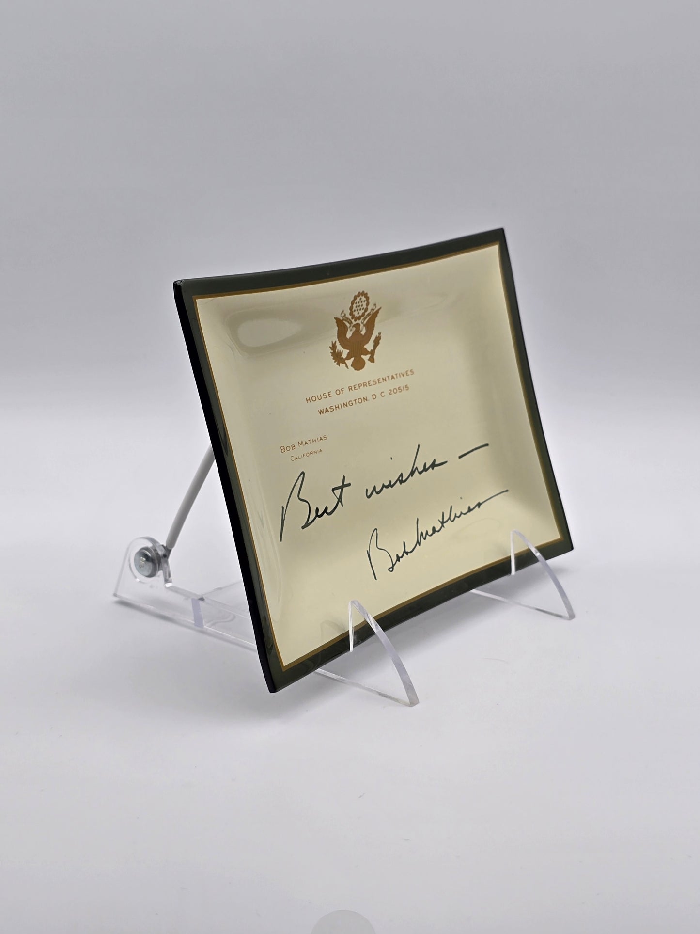 Vintage Plate US House of Representatives Bob Mathias From California 1967-1975 Campaign