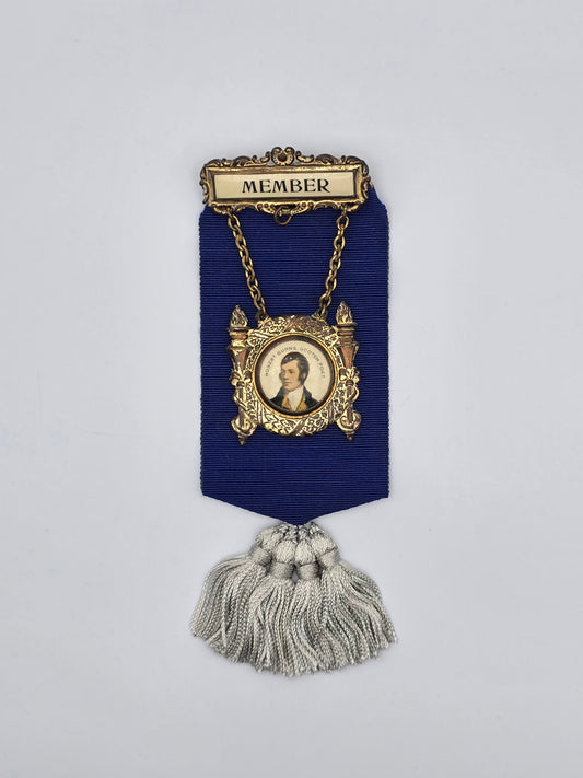Vintage Medal is a Membership Club Badge Honoring Scotch Poet Robert Burns