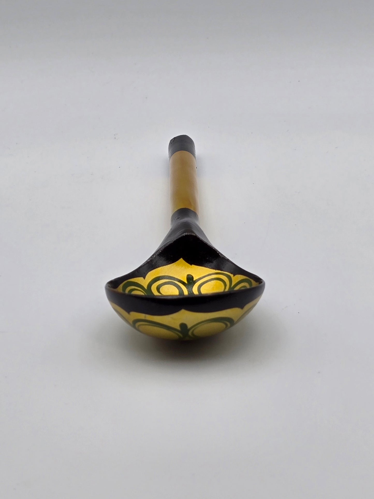 Vintage and Unused Russian Khokhloma Craft Painted Laquered Wood Ladle Spoon 7.25" Folk Art Floral Design