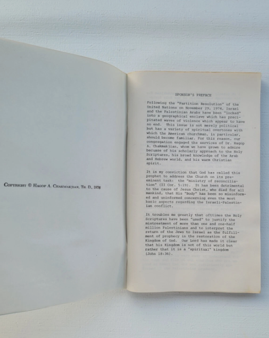 Can Israel And Arabs Be Reconciled?, Hagop A. Chakmakjian, Th.D., 1976