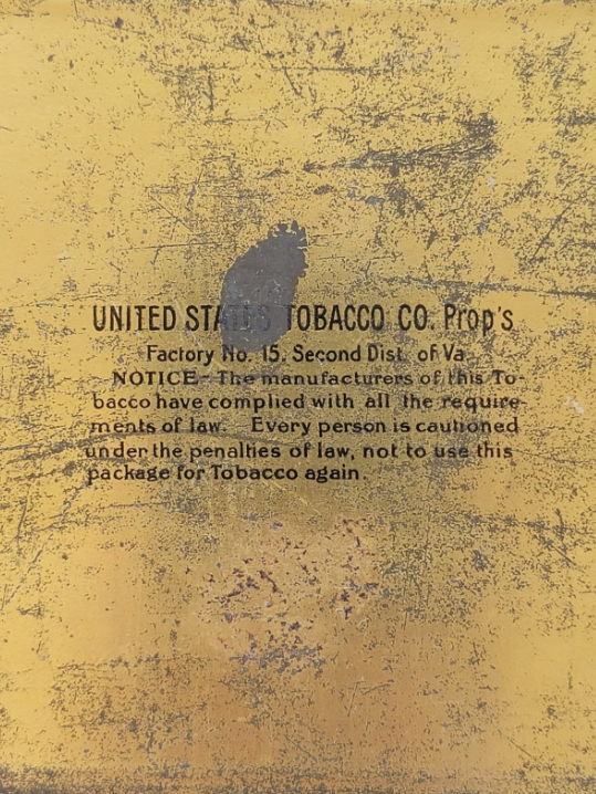 Antique EPICURE Smoking Tobacco Tin Can US Tobacco Co. Hinged Box 4.5"