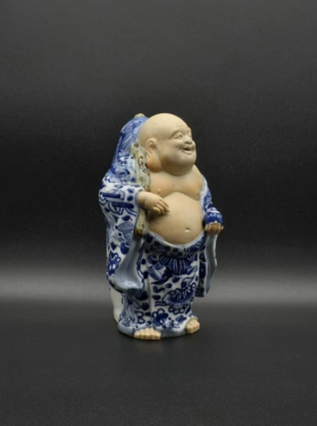 Vintage Japanese  Kutani  Hotei Buddha Figurine 6.5" Tall Japanese Art