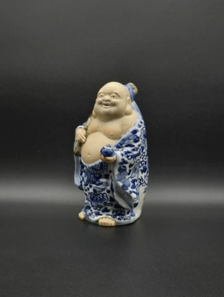 Vintage Japanese  Kutani  Hotei Buddha Figurine 6.5" Tall Japanese Art