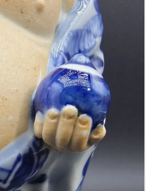 Vintage Japanese  Kutani  Hotei Buddha Figurine 6.5" Tall Japanese Art