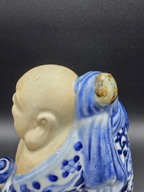 Vintage Japanese  Kutani  Hotei Buddha Figurine 6.5" Tall Japanese Art
