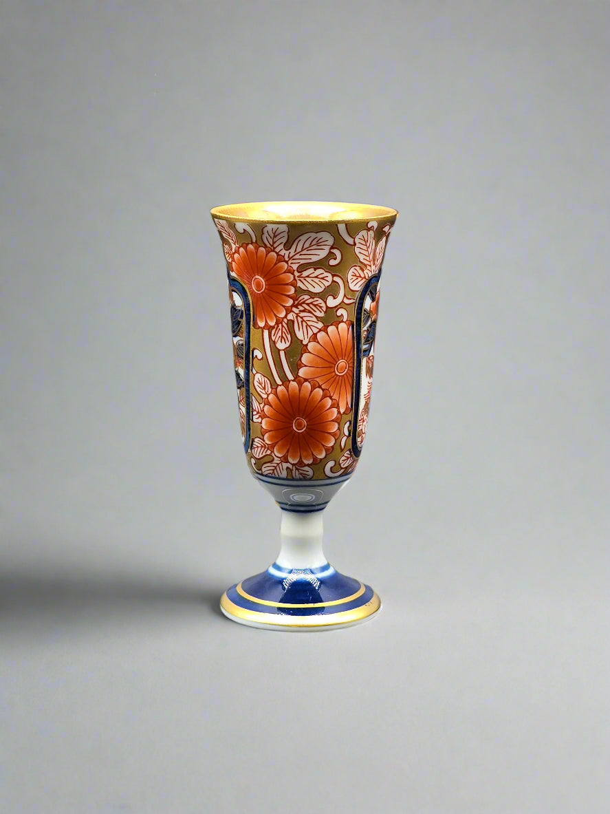 Arita Yaki Ware Shobido Main Store Dyed Nishiki Peony Tang Pattern Wine Cup