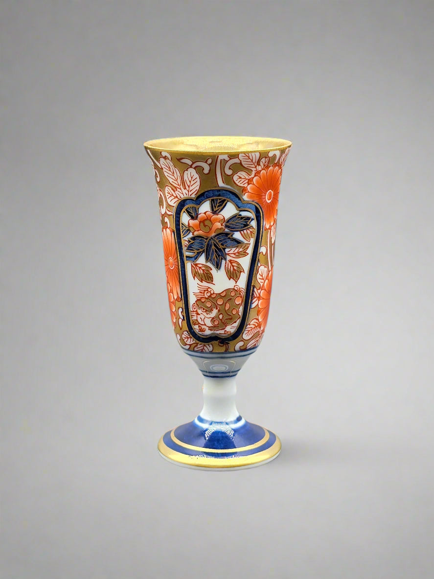 Arita Yaki Ware Shobido Main Store Dyed Nishiki Peony Tang Pattern Wine Cup