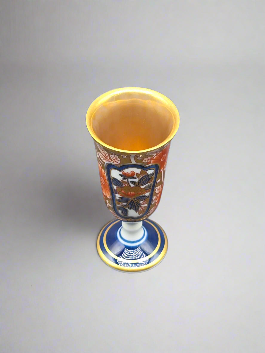 Arita Yaki Ware Shobido Main Store Dyed Nishiki Peony Tang Pattern Wine Cup