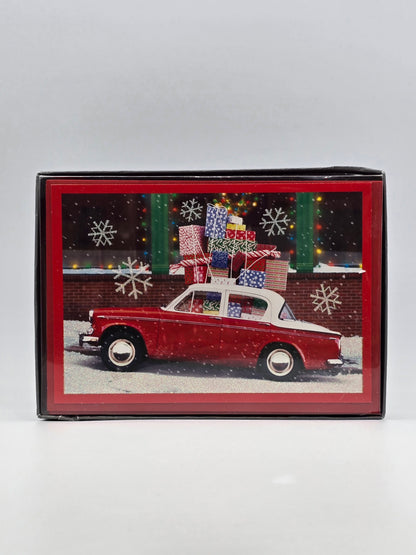 Vintage Hallmark Cares Glitter Christmas Holiday Cards Car (16 PCS) Box Is Open