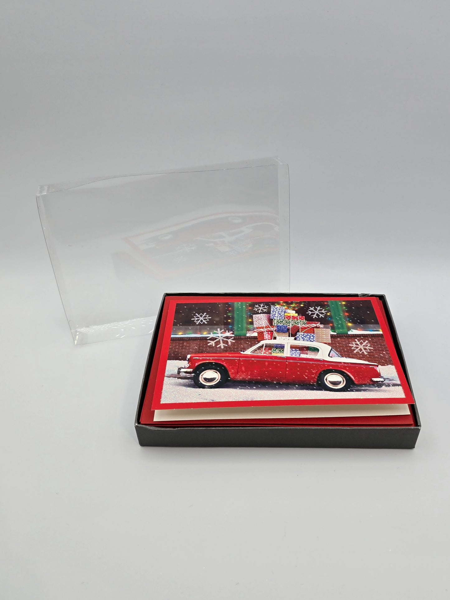 Vintage Hallmark Cares Glitter Christmas Holiday Cards Car (16 PCS) Box Is Open