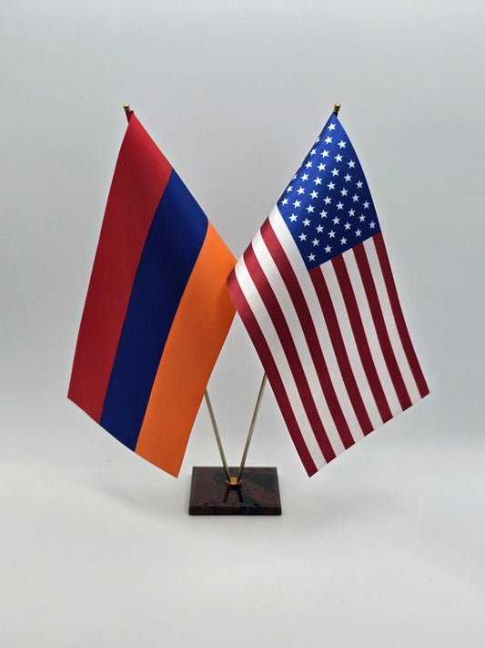 Armenia & America Desk Flags
