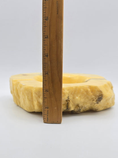 Vintage MCM Italian Alabaster Rustic Hand Carved Ashtray Stone Oval & Big Size