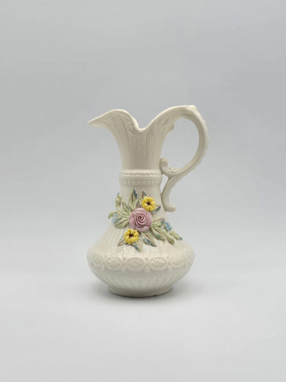 Vintage Belleek In Retrospect Aberdeen Floral Mantle Pitcher White Vase