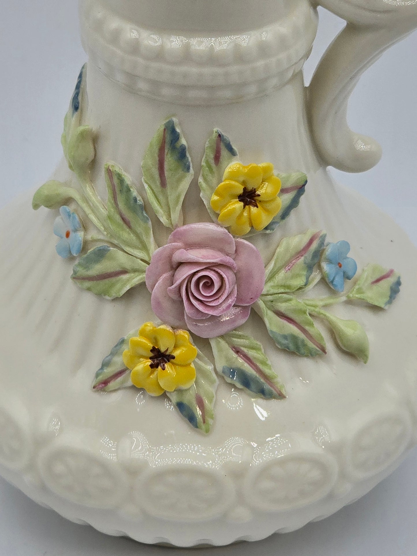 Vintage Belleek In Retrospect Aberdeen Floral Mantle Pitcher White Vase