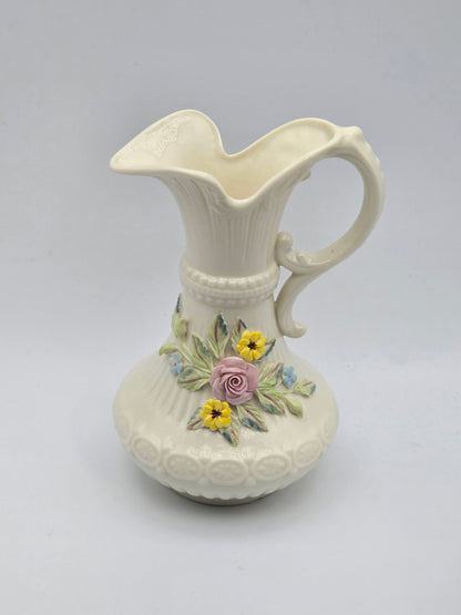 Vintage Belleek In Retrospect Aberdeen Floral Mantle Pitcher White Vase