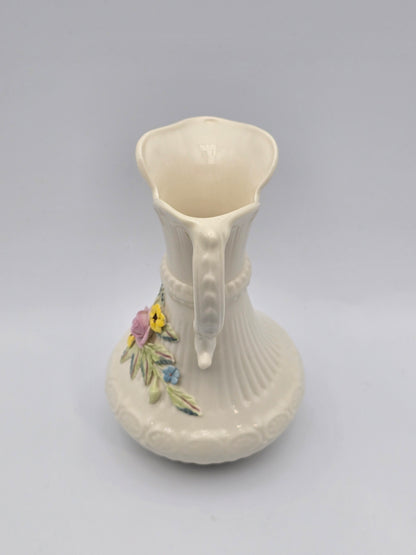 Vintage Belleek In Retrospect Aberdeen Floral Mantle Pitcher White Vase