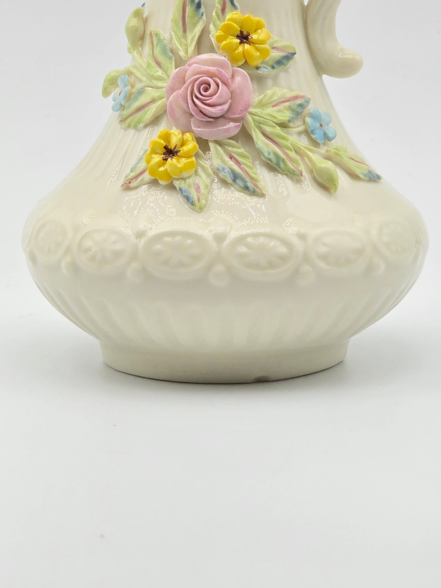 Vintage Belleek In Retrospect Aberdeen Floral Mantle Pitcher White Vase