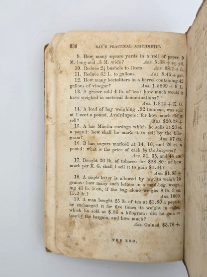 Antique School Book RAY'S Practical Arithmetic 1874 / 1000 Edition