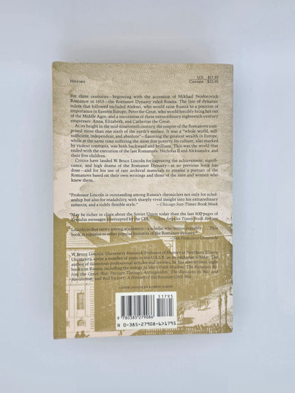 Vintage Book: ROMANOVS Autocrats of All the Russians by W. Bruce Lincoln 1987 Trade Paperback