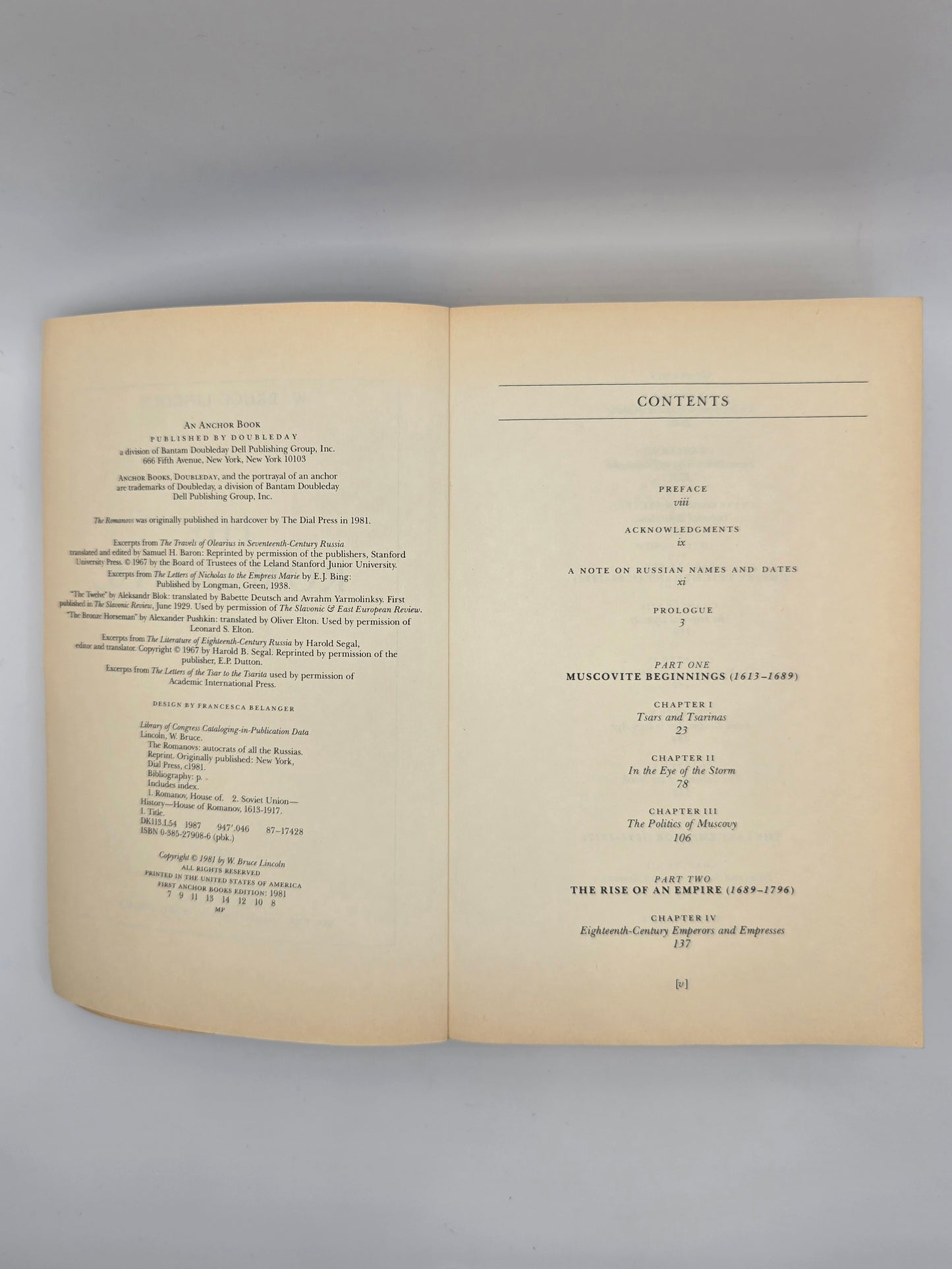 Vintage Book: ROMANOVS Autocrats of All the Russians by W. Bruce Lincoln 1987 Trade Paperback