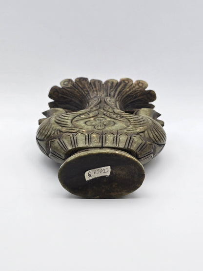 Antique Green Stone Hand Carved Vase With Dynasty Double Phoenix Birds