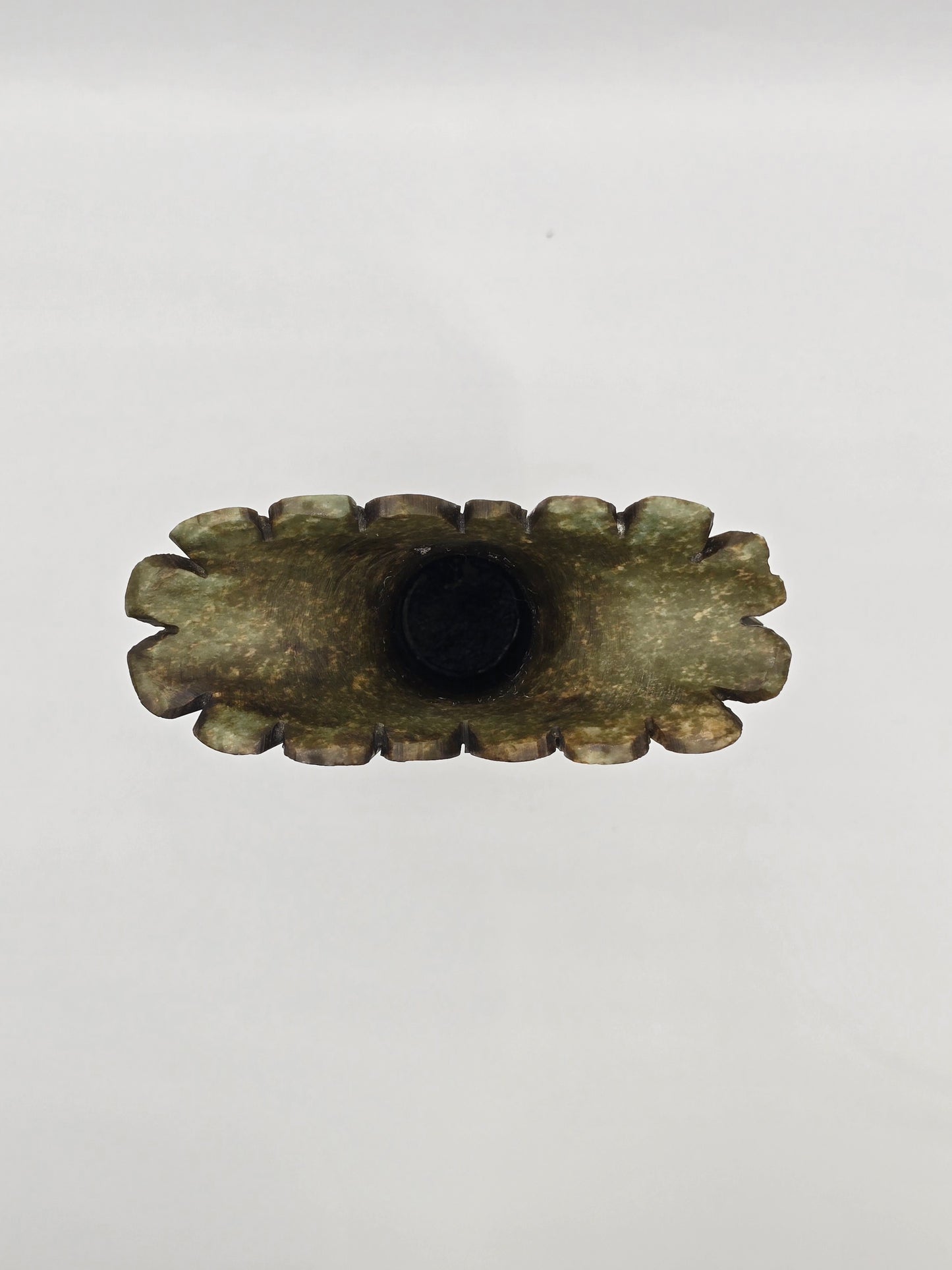 Antique Green Stone Hand Carved Vase With Dynasty Double Phoenix Birds