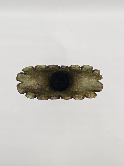 Antique Green Stone Hand Carved Vase With Dynasty Double Phoenix Birds