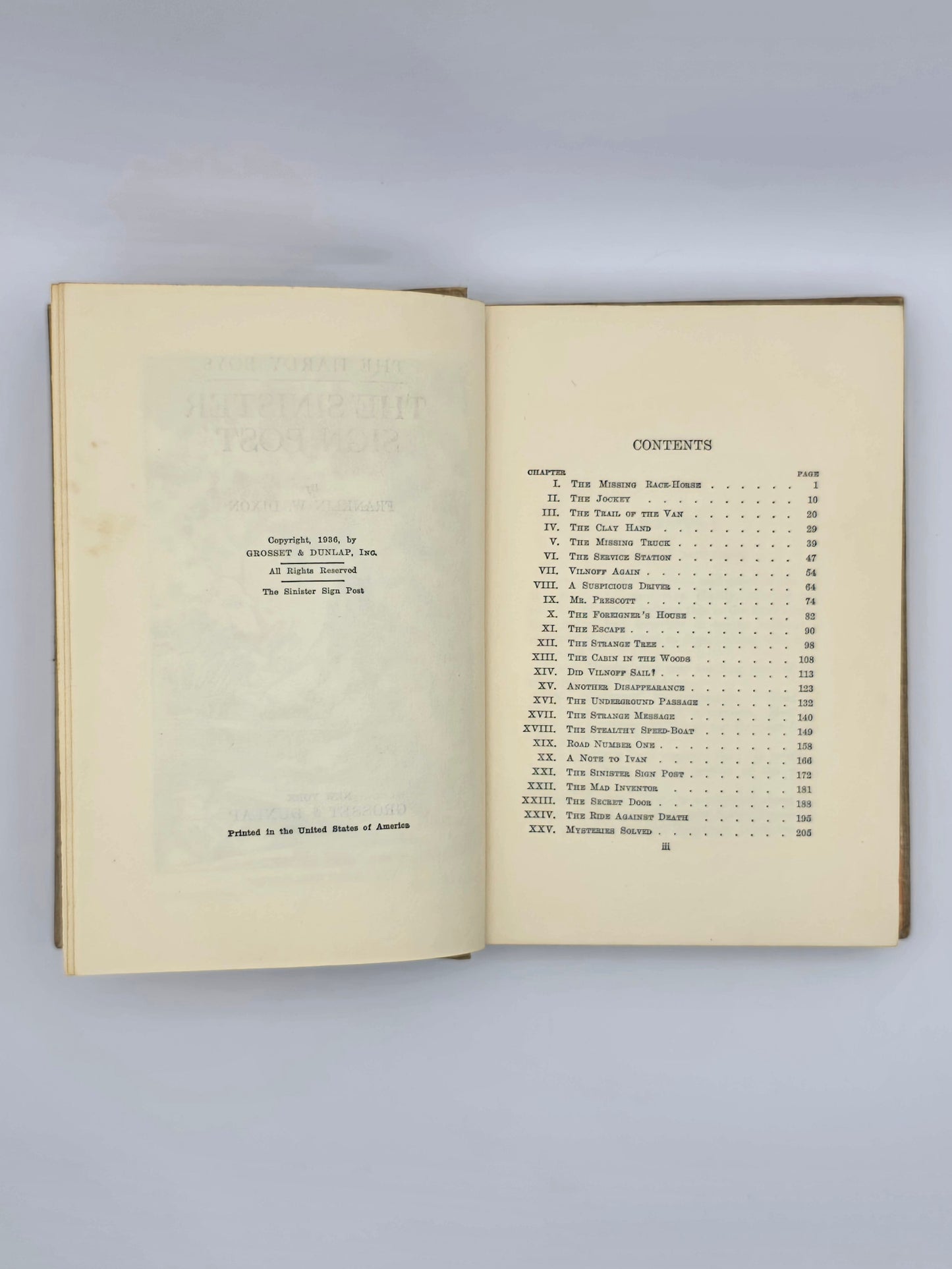 Hardy Boys Edition Of The Sinister Sign Post By Franklin W. Dixon. Vintage Hardcover Book. New York, 1936.