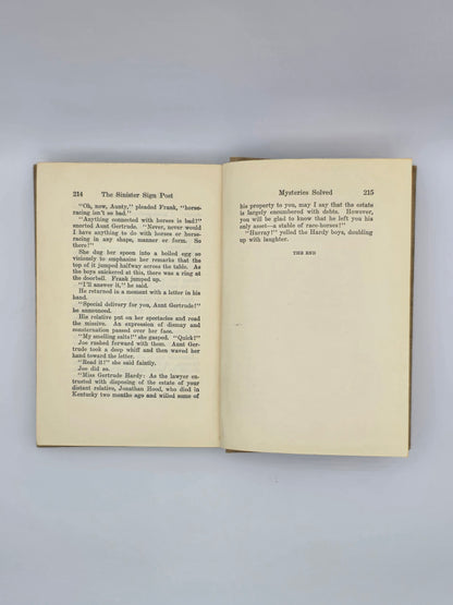 Hardy Boys Edition Of The Sinister Sign Post By Franklin W. Dixon. Vintage Hardcover Book. New York, 1936.