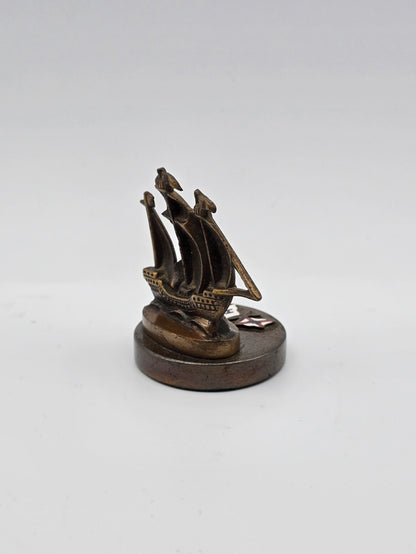 Vintage Java Pacific and Hoegh Lines Enameled Bronze Ship Paperweight.