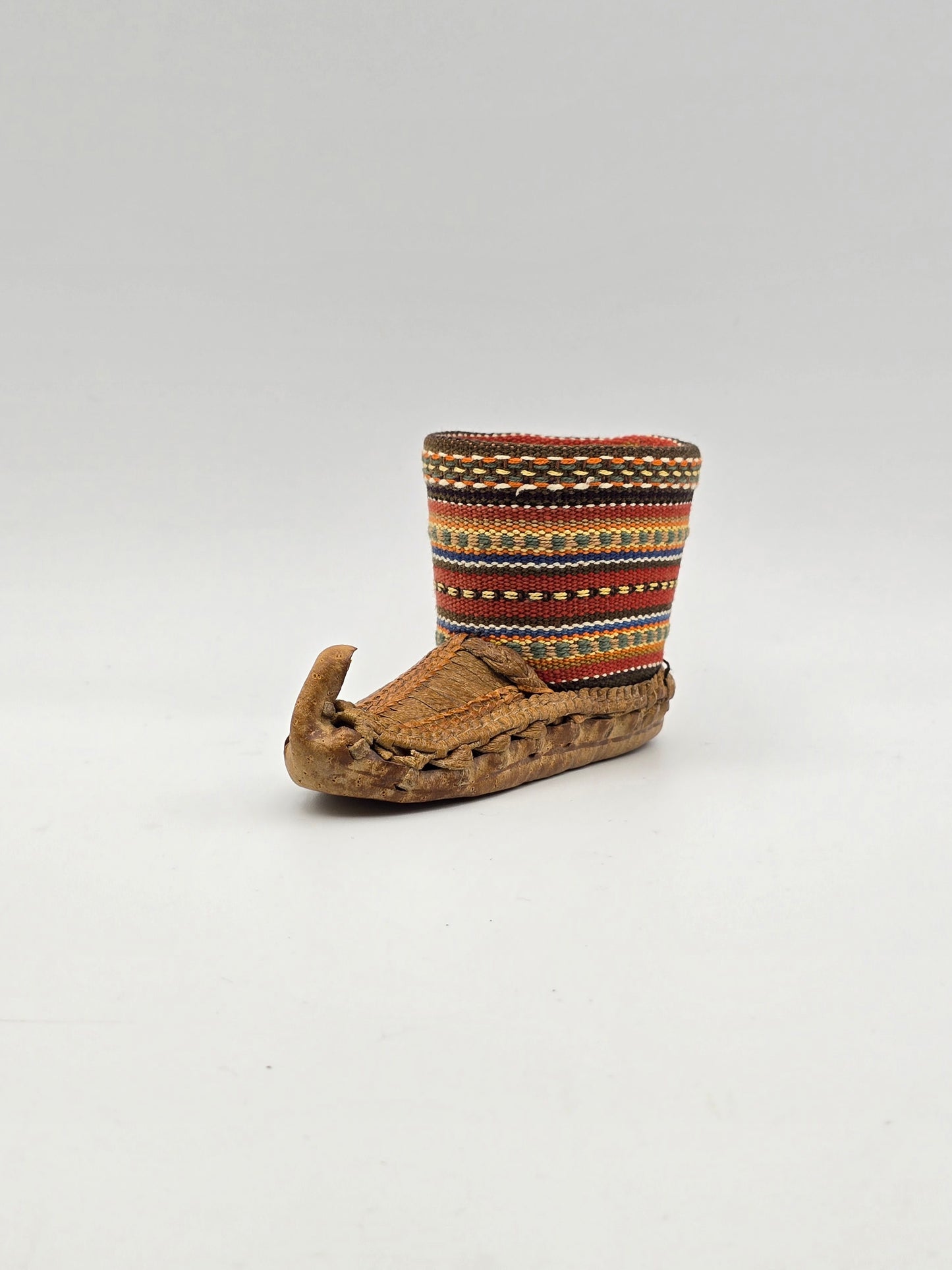 Vintage Mini Miniature Leather Opanak Peasant Shoe. Boot Moroccan Serbian Folk Art