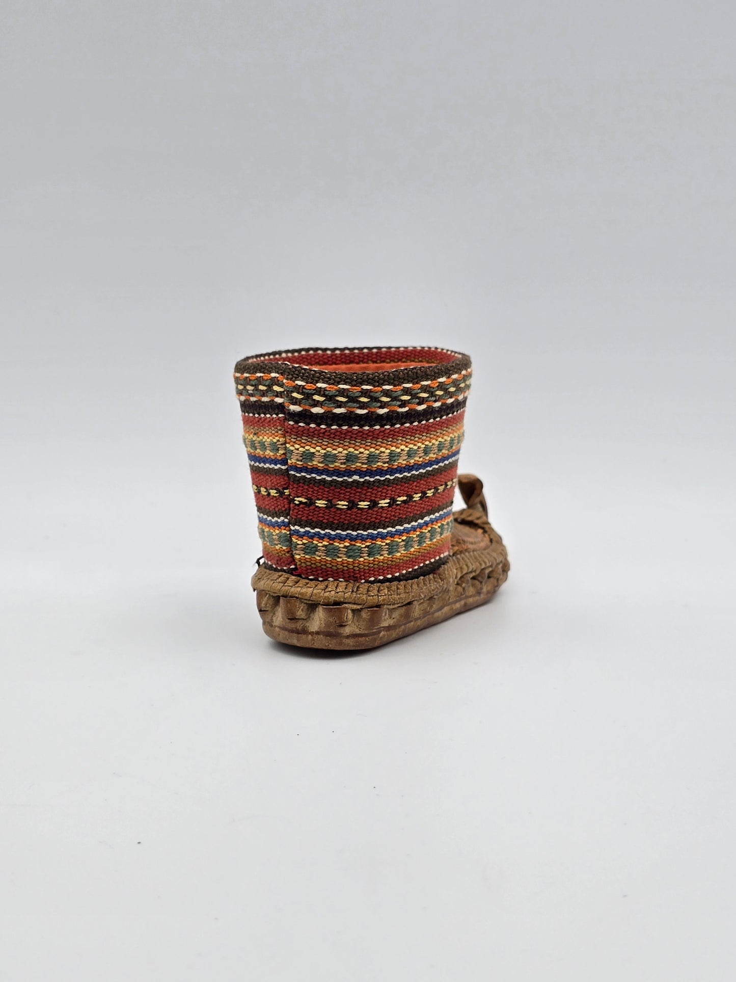 Vintage Mini Miniature Leather Opanak Peasant Shoe. Boot Moroccan Serbian Folk Art