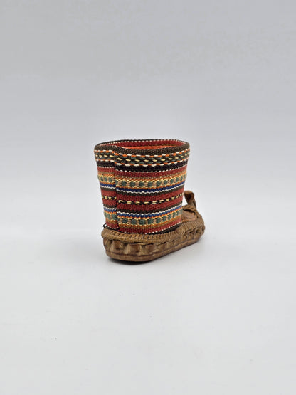 Vintage Mini Miniature Leather Opanak Peasant Shoe. Boot Moroccan Serbian Folk Art