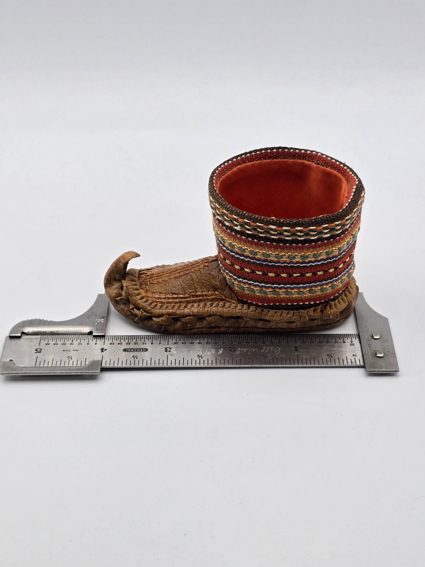 Vintage Mini Miniature Leather Opanak Peasant Shoe. Boot Moroccan Serbian Folk Art