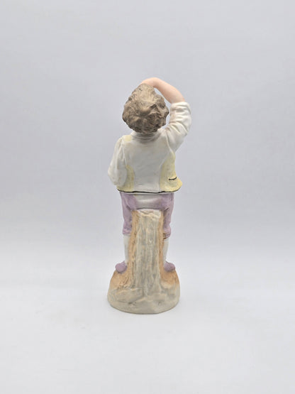 Vintage Gebruder Heubach Figurine. Young Boy Eating Fruit From His Bag.