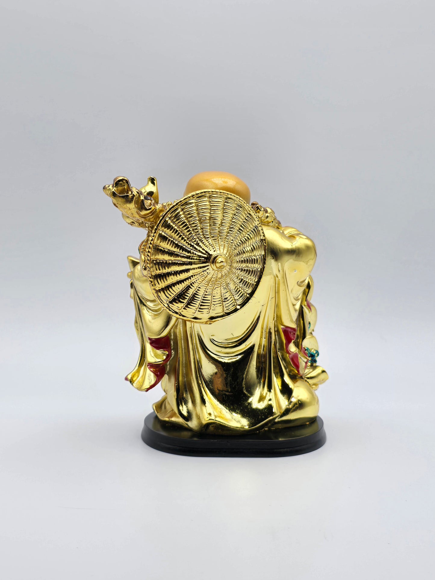 Feng Shui Gold Color Laughing Happy Buddha Holding Ingot Decorative Statue