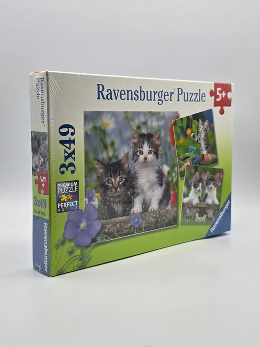 Ravensburger 3×49 Kitten Premium Puzzle # 08 0465 Made In Czech.